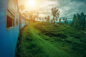 Train in Sri Lanka at sunset