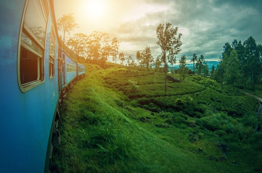 Train in Sri Lanka at sunset